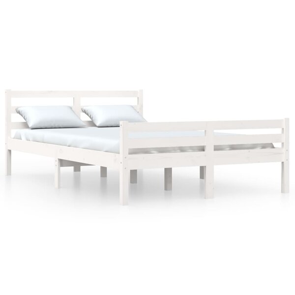 vidaXL Cadre de lit Blanc Bois massif 135x190 cm Double