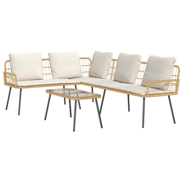 vidaXL Ensemble de canapé de jardin 2 pc Naturel polyrotin