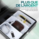 ACROPAQ Caisse à monnaie Acier - 3 Compartiments à monnaie - Coffret monnaie à 2 clés  Monnayeur et Poignée de transport robuste