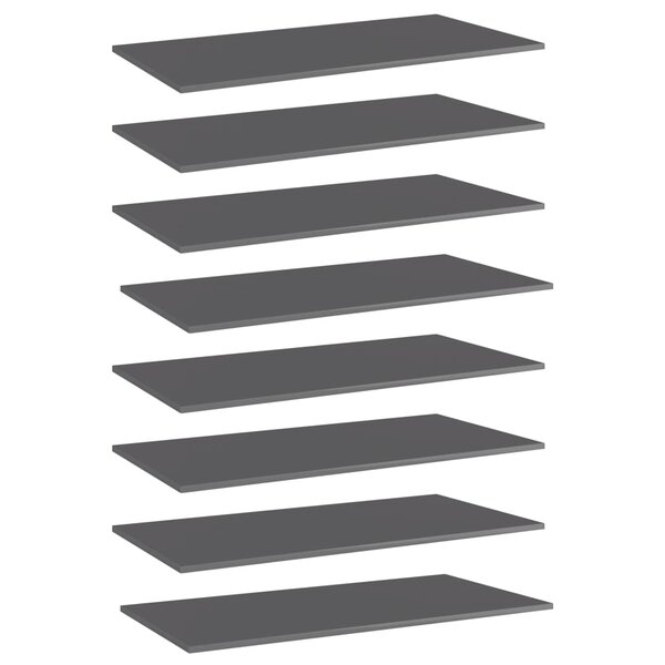 vidaXL Panneaux bibliothèque 8 Pièces Gris brillant 80x30x1 5cm Aggloméré