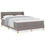 Lit Box Spring vidaXL avec matelas Taupe 140x190 cm Tissu