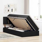 vidaXL Lit avec rangement et LED avec matelas Noir 90 x 190 cm tissu