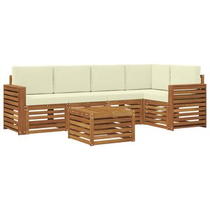 vidaXL Ensemble de canapé d'angle avec coussin 6 Pièces Naturel et Crème