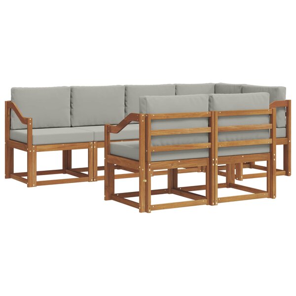 vidaXL Ensemble de canapés d'extérieur 7 pc Gris Naturel et Clair