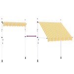 vidaXL Auvent rétractable manuel 200 cm Rayures oranges et blanches