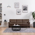 vidaXL Canapé à 3 places Marron Tissu