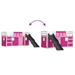 vidaXL Lit superposé avec toboggan et rideaux rose 90x200 cm
