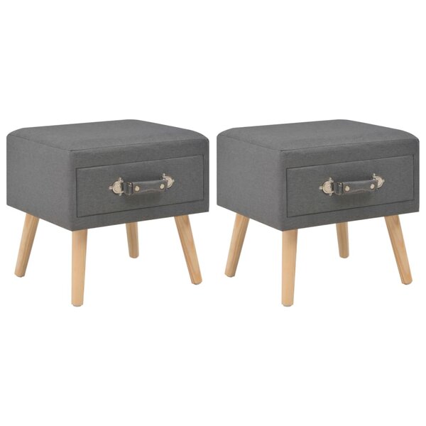 vidaXL Tables de chevet 2 Pièces Gris foncé 40x35x40 cm Tissu