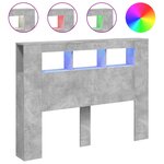vidaXL Tête de lit à LED gris béton 140x18 5x103 5cm bois d'ingénierie