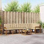 vidaXL Ensemble de canapés d'extérieur 7 Pièces Naturel et Beige