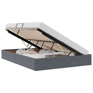 vidaXL Lit de Rangement avec stockage Gris foncé 135 x 190 cm Velours