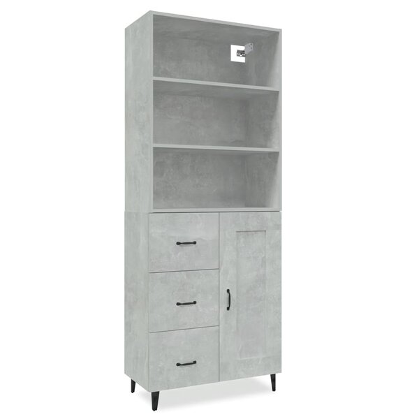 vidaXL Buffet haut Gris béton Bois d'ingénierie