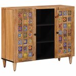 vidaXL Buffet avec porte Naturel 90 x 33 x 75 cm Bois de mangue massif
