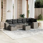 vidaXL Salon de jardin 8 Pièces avec coussins gris clair résine tressée
