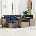vidaXL Salon de jardin avec coussins 7Pièces marron résine tressée acacia