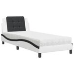vidaXL Lit avec matelas blanc et noir 100x200 cm similicuir