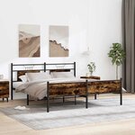 vidaXL Cadre de lit en métal sans matelas chêne fumé 183x213 cm