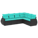 vidaXL Salon de jardin 6 Pièces avec coussins noir résine tressée