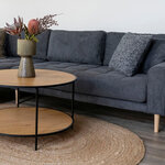 Table basse aspect chêne avec cadre noir Ø 80 x 45 cm