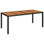 vidaXL Table de jardin dessus en bois Noir 190x90x75 cm Résine tressée
