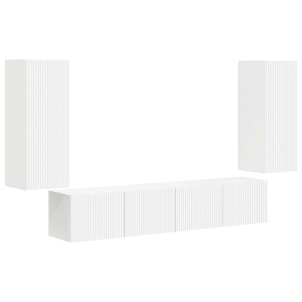 vidaXL Ensemble de meuble TV mural 4 Pièces Blanc Bois d'ingénierie