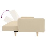 vidaXL Canapé-lit à 2 places avec deux oreillers crème tissu