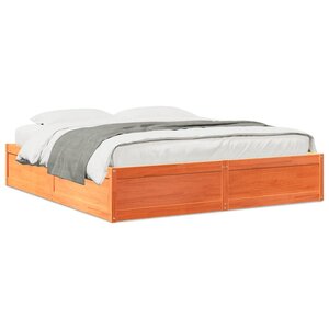vidaXL Cadre de lit sans matelas cire marron 200x200cm bois pin massif