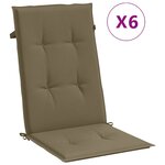 vidaXL Coussins de chaise à dossier haut lot de 6 taupe mélangé tissu