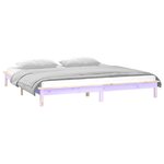 vidaXL Cadre de lit à LED sans matelas 135x190 cm bois massif