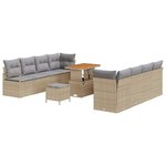 vidaXL Ensemble de canapé de jardin 11 Pièces Beige Poly rotin