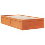 vidaXL Lit bibliothèque sans matelas cire marron 90x200 cm pin massif