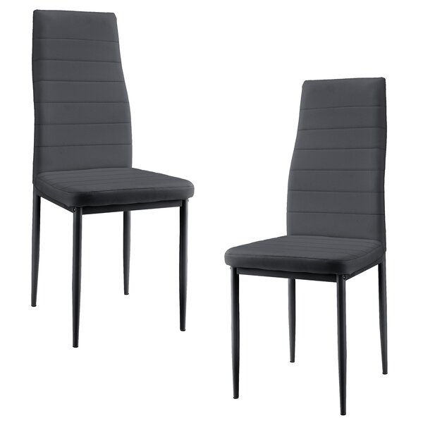 Lot de 2 chaises de salle à manger sièges empilables synthétique 96 cm gris foncé 03_0005743