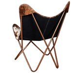 vidaXL Chaise papillon marron et blanc cuir de vache