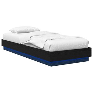 vidaXL Cadre de lit avec LED Chêne noir 80 x 200 cm Bois d'ingénierie