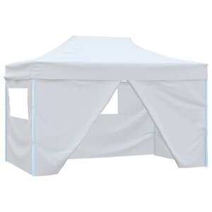 vidaXL Tente de réception pliable avec 4 parois 280x410x315 cm Acier Blanc