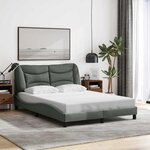 vidaXL Cadre de lit sans matelas Hvar gris foncé 140x200 cm tissu