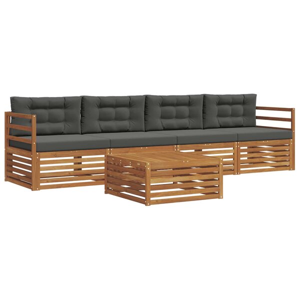 vidaXL Ensemble de canapés d'extérieur 5 Pièces Naturel et Anthracite