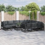 vidaXL Ensemble de canapé de jardin 11 Pièces Noir 71.5 x 71.5 x 71 cm