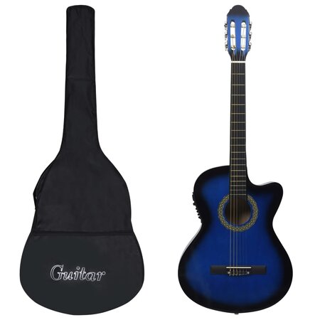 vidaXL Jeu de guitare 12Pièces occidental avec égaliseur et 6 cordes Bleu