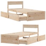 vidaXL Cadre de lit sans matelas 75x190 cm bois de pin massif