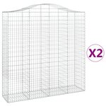 vidaXL Paniers à gabions arqués 2 Pièces 200x50x200/220 cm Fer galvanisé