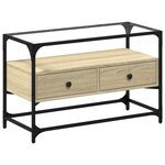 vidaXL Meuble TV avec dessus en verre chêne sonoma bois d'ingénierie