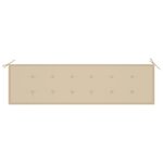 vidaXL Banc de jardin avec coussin beige 175 cm Bois de teck massif