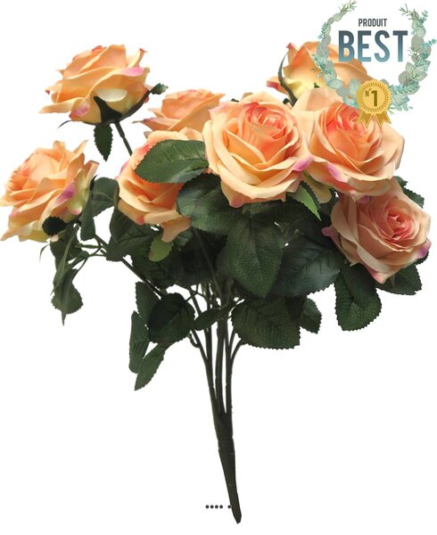 Bouquet de rose paris artificielle  10 têtes  h42cm rose saumon - best - couleur: rose saumon