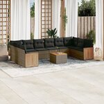 vidaXL Salon de jardin 11 Pièces avec coussins gris résine tressée