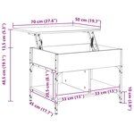 vidaXL Table basse chêne marron 70x50x50 cm bois d'ingénierie et métal