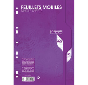 Feuillets mobiles s/film 21x29 7 200p Q.5x5 90g Blanc CALLIGRAPHE