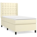 vidaXL Sommier à lattes de lit avec matelas Crème 90x200 cm Similicuir