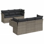 vidaXL Salon de jardin avec coussins 7 Pièces gris résine tressée