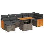 vidaXL Salon de jardin 5 Pièces avec coussins gris résine tressée